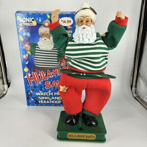 Vint Novelty Hula-Hoop Santa Animated Musical Sonic Figure Decoration Box WORKS